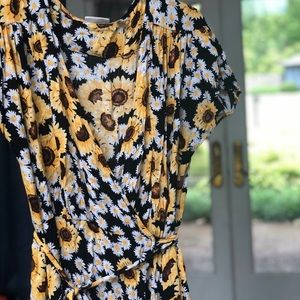 Daisy sunflower wrap maxi dress